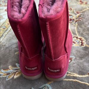 Plush-Lined Mid-Calf Winter Boots in Wine Red
